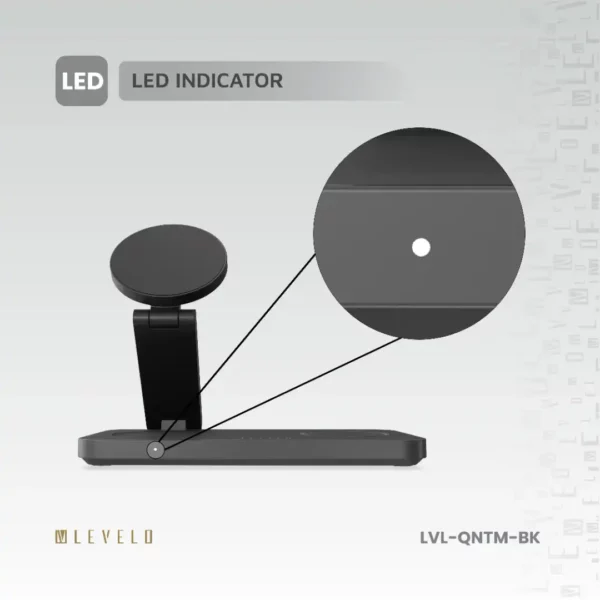 شارژر بی‌ سیم 3 در 1 برند Levelo مدل Quantum با قابلیت تنظیم زاویه