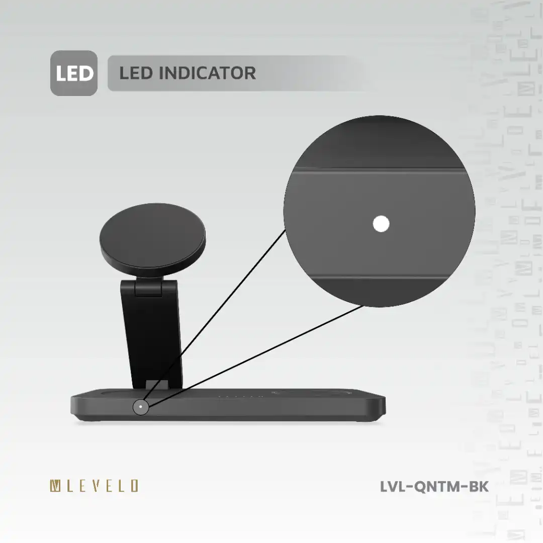 شارژر بی‌ سیم 3 در 1 برند Levelo مدل Quantum با قابلیت تنظیم زاویه