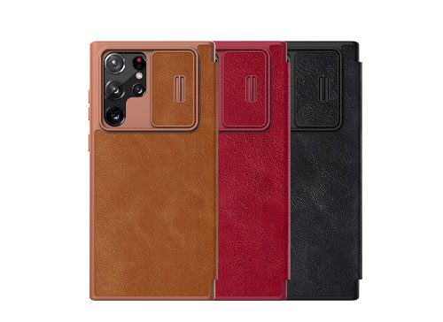 کیف چرم S22 Ultra مدل Nillkin Qin Pro